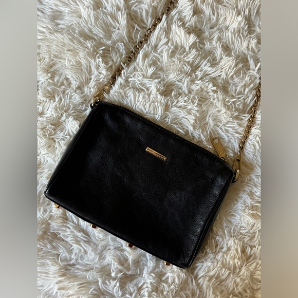 Rebecca Minkoff Crossbody Black Leather Bag with Gold Tone Hardware - Picture 7 of 14